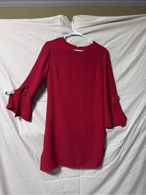 Tyler Boe Red Bell Sleeve Mini Dress